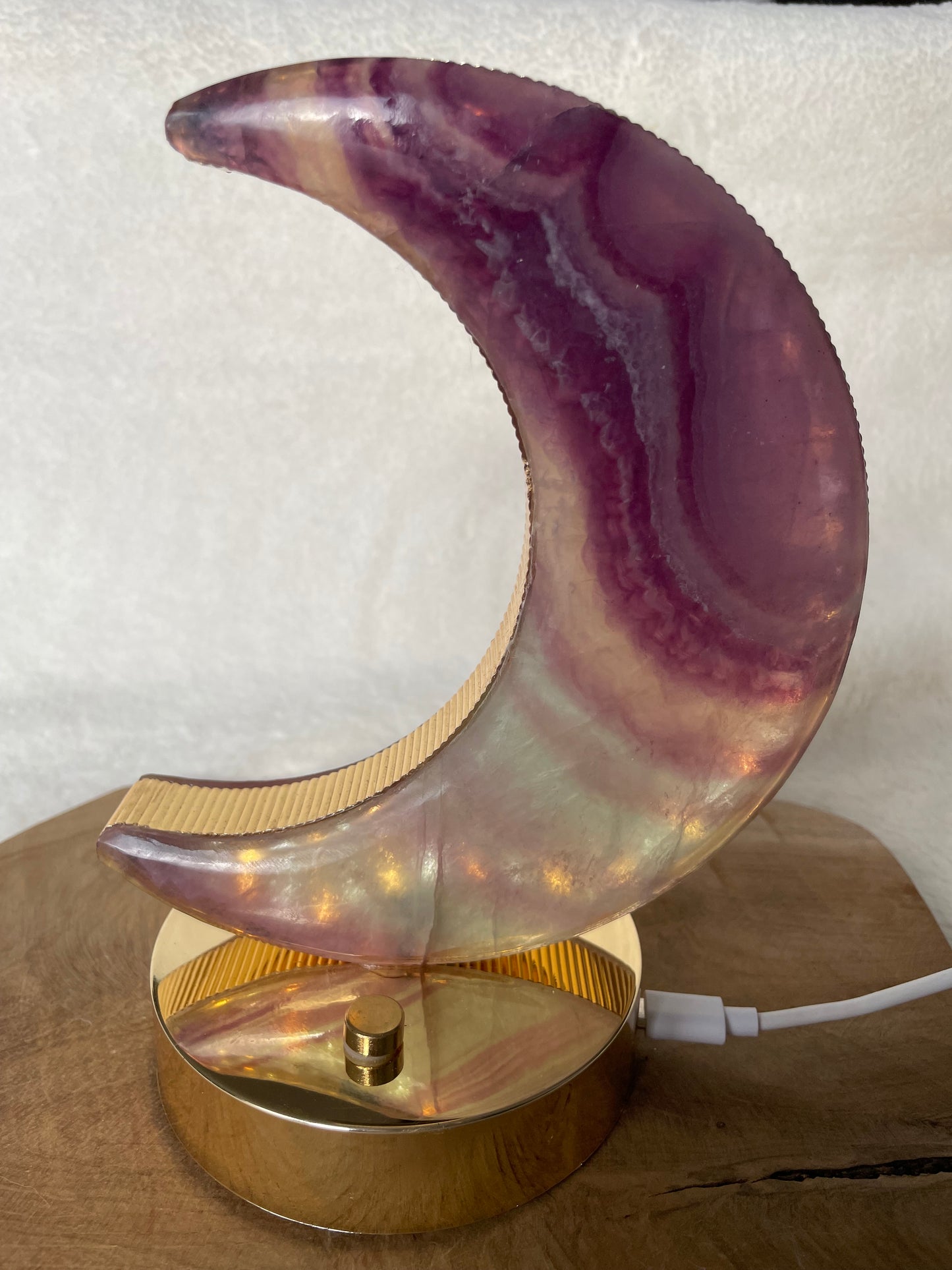 Lampe lune fluorite multicolore